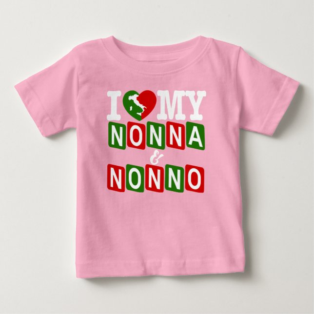 Camiseta de Bebê Eu Amo Minha Nonna & Nonno (Frente)