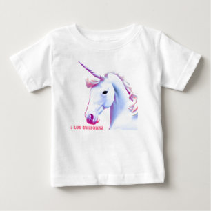 Camiseta de Bebê Eu amo Unicórnios Citação Fofa