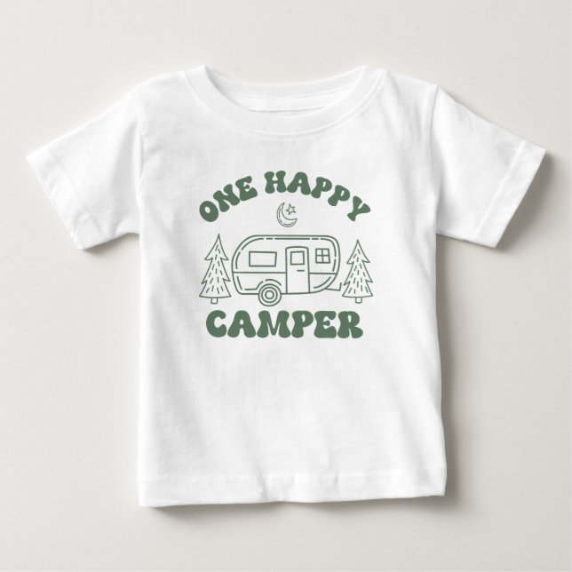 Camiseta de Bebê Feliz Aventureiro – Acampamento R (Frente)