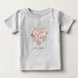 Camiseta de Bebê Floral Coração Rosa