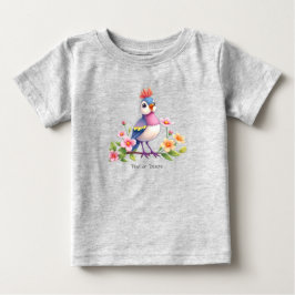 Camiseta de Bebê Floral Passarinho Azul Rosa Fofa
