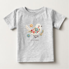 Camiseta de Bebê Floral Passarinho Branco