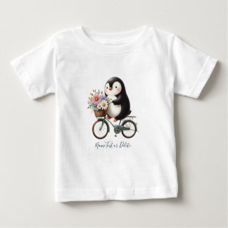 Camiseta de Bebê Floral Penguin Bicicleta