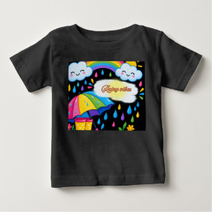 Camiseta de Bebê Fofa Apenas Vibrações Chuvosas 