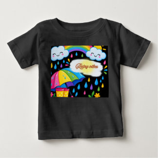 Camiseta de Bebê Fofa Apenas Vibrações Chuvosas
