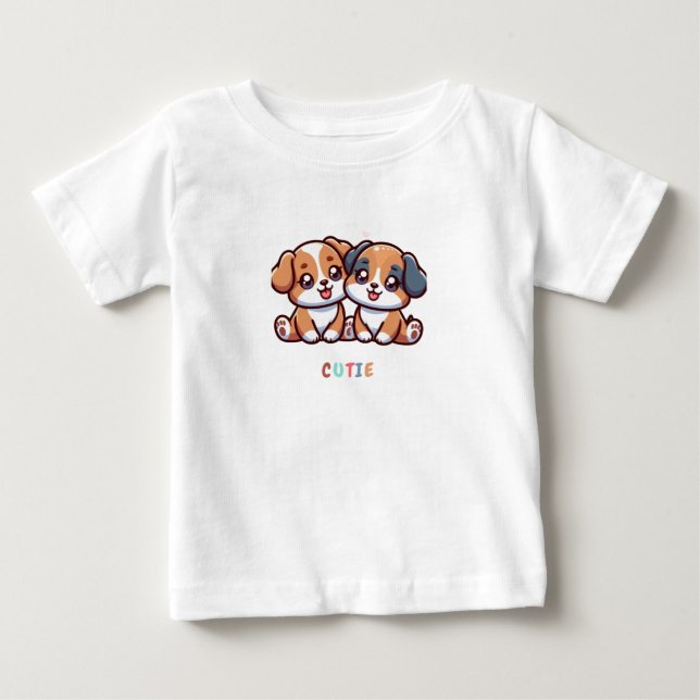 Camiseta de Bebê Fofa Cachorrinhos (Frente)