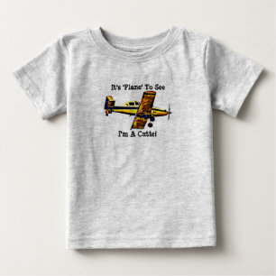 Camiseta de Bebê Fofo de Avião Pun Art
