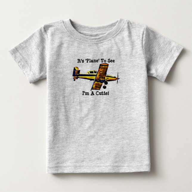 Camiseta de Bebê Fofo de Avião Pun Art (Frente)