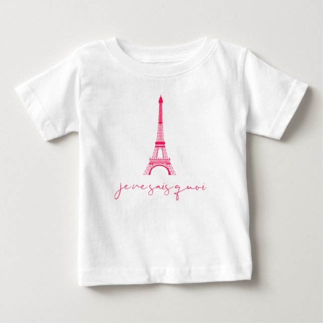 Camiseta de Bebê Fofo Eiffel Tower Je Ne Sais Quoi (Frente)