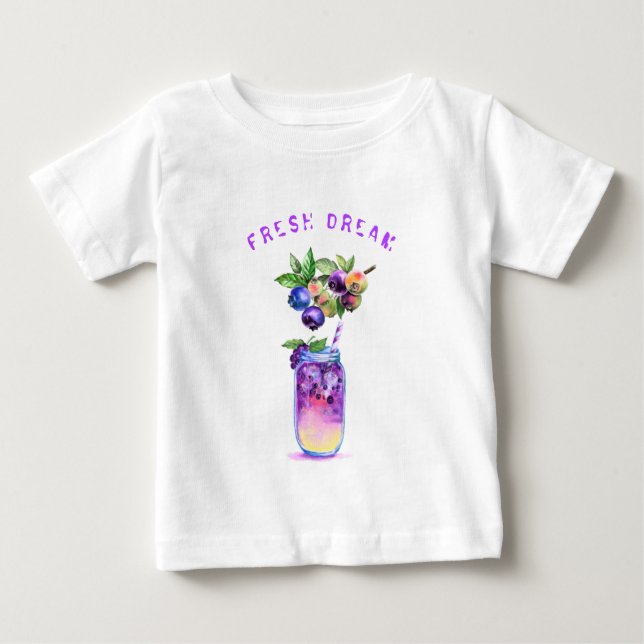 Camiseta de Bebê fresca de amora-mirtilo - Texto p (Frente)