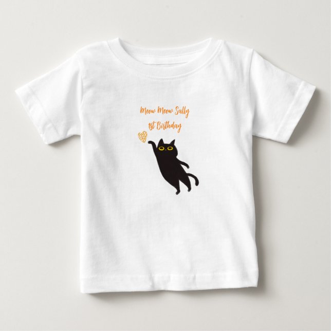 Camiseta de Bebê Gatinho Preto Fofo (Frente)