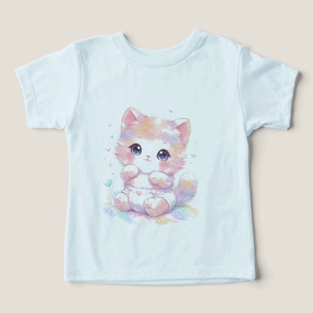 Camiseta de Bebê Gato Fofo Kawaii | Conjunto Arco- (Design frontal)