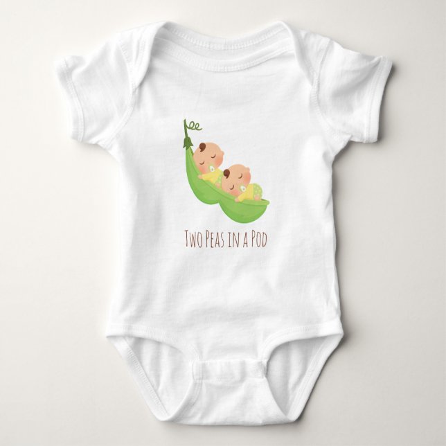 Camiseta de Bebê Gêmeos Fofos Duas Ervilhas em uma (Frente)