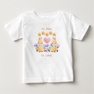 Camiseta de Bebê Girafa Fofa   Eu Sou Corajoso - E