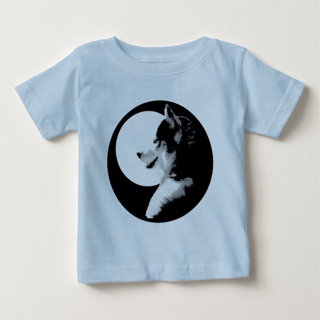 Camiseta de Bebê Husky Camisetas de Bebê Cachorro  (Frente)