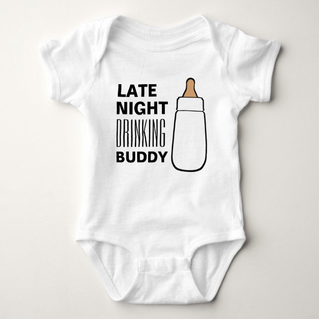 Camiseta de bebê Late Night Drinking Bud bottle ba (Frente)