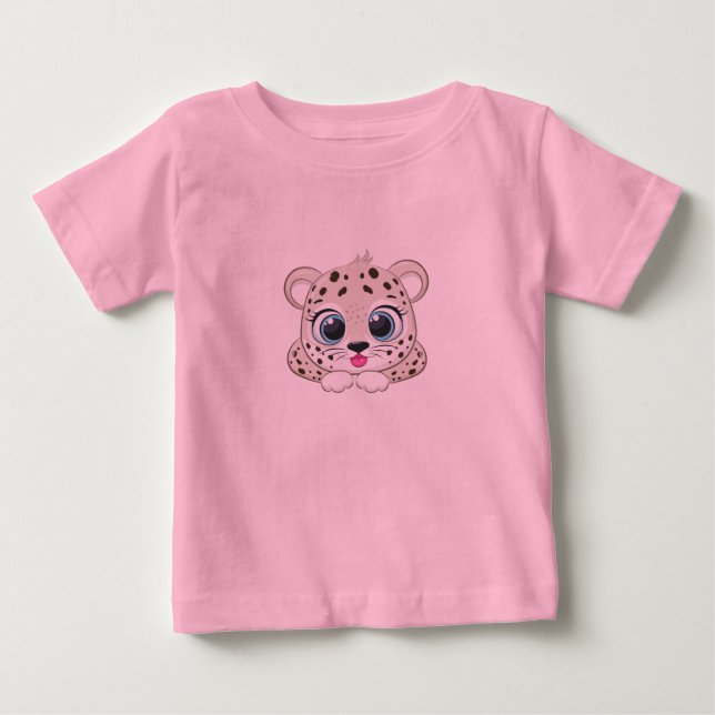 Camiseta de Bebê Leopardo Fofo (Frente)