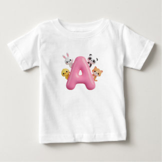 Camiseta de Bebê Letra A Balão Rosa 3D Fofa