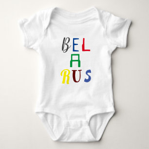 Camiseta de Bebê Letras Funky Belarus Беларусь Col