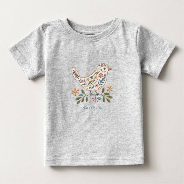 Camiseta de Bebê Little Bird Floral Colorida (Frente)