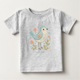 Camiseta de Bebê Little Bird Floral Verde