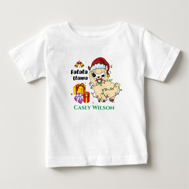 Camiseta de Bebê Llama de Natal (Frente)
