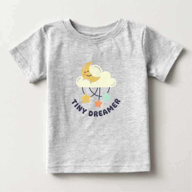 Camiseta de Bebê Lua Adormecida Sonhadora Pequena (Frente)