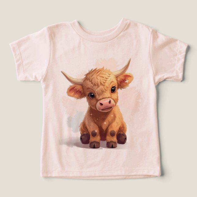 Camiseta de Bebê Macia e Estilosa com um Boi Feliz (Design frontal)