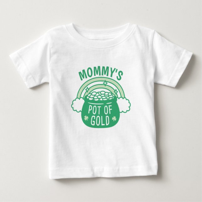 Camiseta de Bebê Mamãe Bonita Pote de Ouro (Frente)