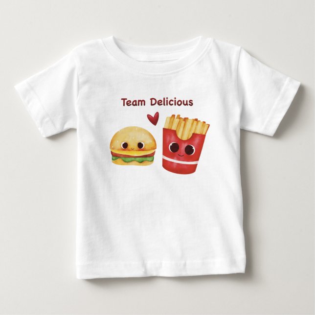 Camiseta de Bebê Melhores Amigos Cute Burger & Fri (Frente)