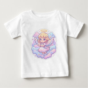 Camiseta de Bebê Menina Chibi Anjo Fofo Pastel