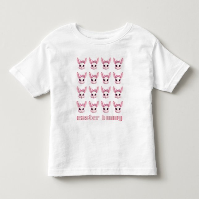 Camiseta de Bebê Menina Coelho da Páscoa Rosa Fofa (Frente)