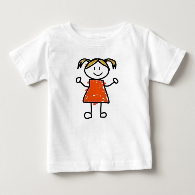 Camiseta de Bebê Menina Fofa Desenhada à Mão (Frente)