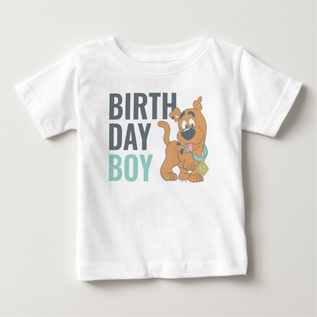 Camiseta de Bebê Menino de 1º Aniversário do Scoob (Frente)