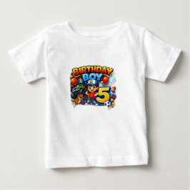 Camiseta de Bebê Menino de Aniversário 5 – Desenho