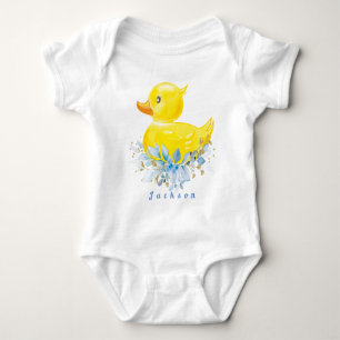 Camiseta de Bebê Menino de Borracha Pato Primeiro 