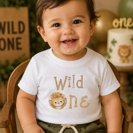 Camiseta de bebê menino de um ano Wild One Lion