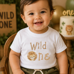 Camiseta de bebê menino de um ano Wild One Lion