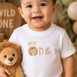 Camiseta de Bebê Menino Primeiro Aniversário Leão