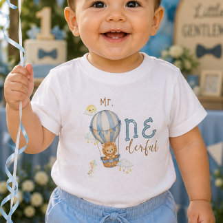 Camiseta de Bebê Menino Primeiro Aniversário Onede