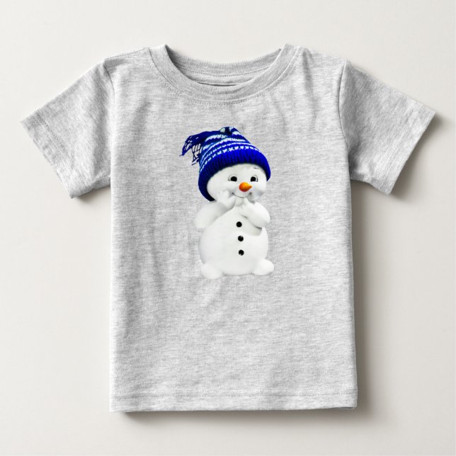 Camiseta De Bebé Muñeco de nieve con gorra (Frente)