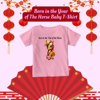 Camiseta de Bebê Nascido no Ano do Cavalo