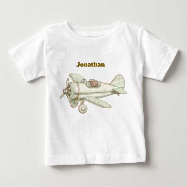 Camiseta de Bebê Neutra Vintage Editável  (Frente)