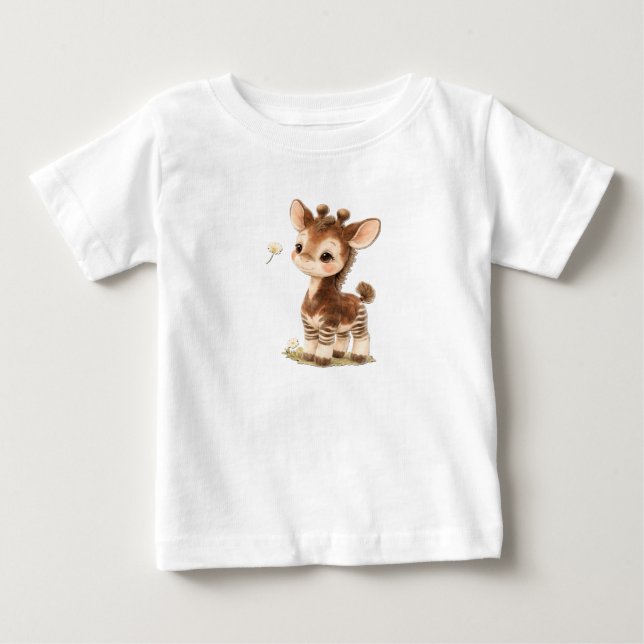 Camiseta de bebê Okapi – Bebe Okapi Fofo(a) Listra (Frente)