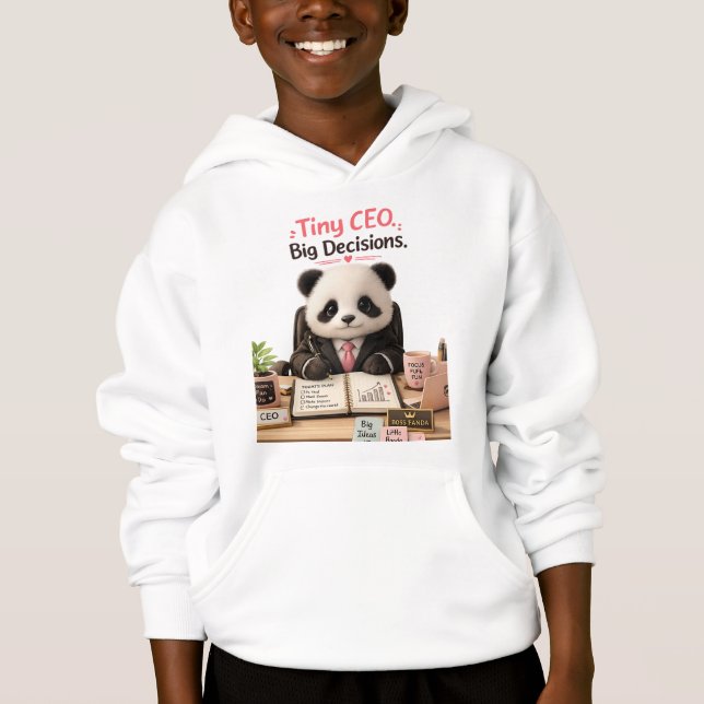 Camiseta de bebê panda engraçado Tiny CEO Big Deci (Frente)