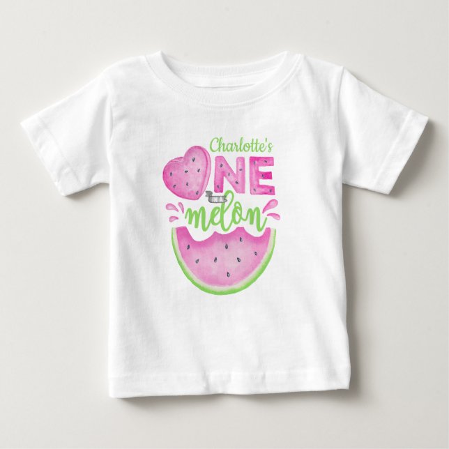 Camiseta de Bebê para 1º Aniversário Rosa 'One in  (Frente)