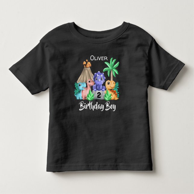 Camiseta de bebê para aniversário de dinossauros a (Frente)
