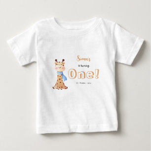 Camiseta de Bebê para o 1º Aniversário de Girafa B