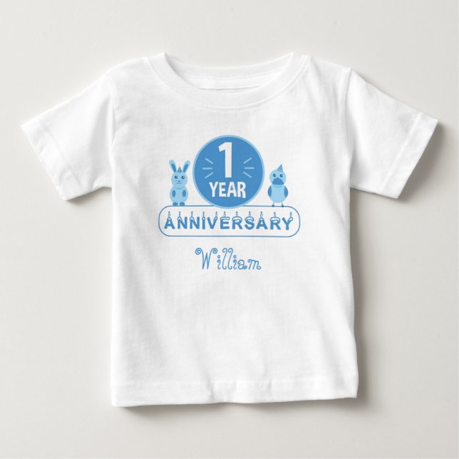 Camiseta de bebê para o primeiro aniversário dos a (Frente)