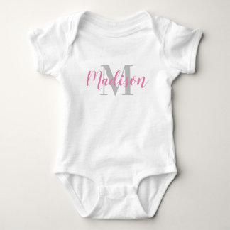 Camiseta de Bebê Personalizada com Nome Rosa e Ini